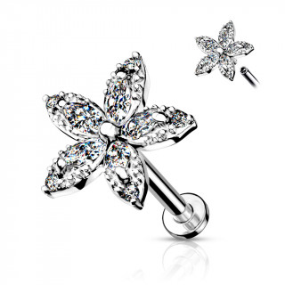 Piercing labret / cartilage � fleur de marquises - Argent�