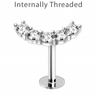 Piercing labret cartilage � grand arc de strass (filetage interne)