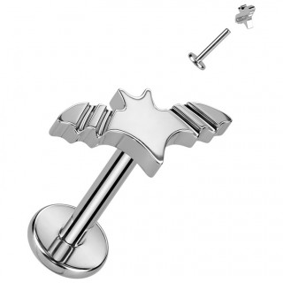 Piercing labret Chauve-souris en Titane � filetage interne (l�vre, tragus, h�lix...)