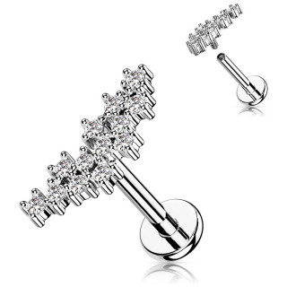 Piercing labret clair � grappe de zirconiums (h�lix, l�vre...)