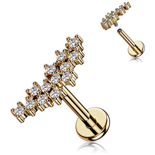 Piercing labret Cuivr� � grappe de zirconiums (h�lix, l�vre...)