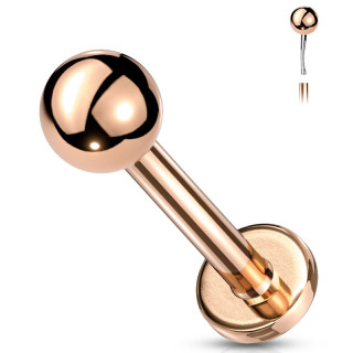 Piercing labret cuivr� type "Push In" � boule