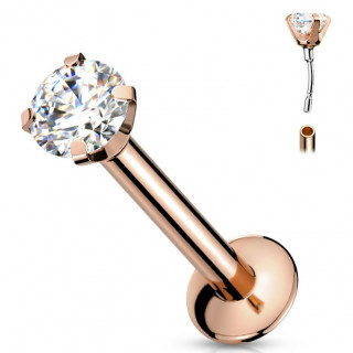 Piercing labret cuivr� type "Push In" griff� zirconium