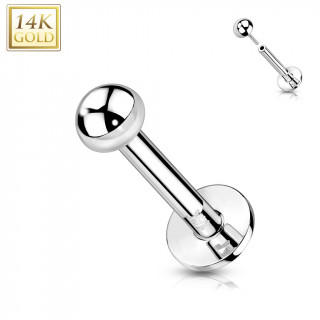 Piercing labret d�me en Or Blanc 14 carats type "Push In"