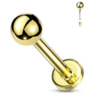 Piercing labret dor� type "Push In" � boule