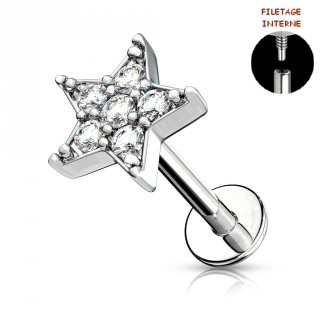 Piercing labret � �toile strass - Clair (l�vre, cartilage)