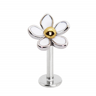 Piercing labret fleur � pistil dor�