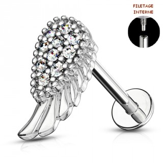 Piercing labret helix � aile d'ange strass