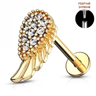 Piercing labret helix � aile d'ange strass - Dor�