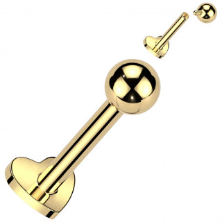 Piercing labret d'oreille dor� � base en coeur (h�lix, conch...)