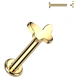 Piercing labret papillon dor� Titane (l�vre et oreille)