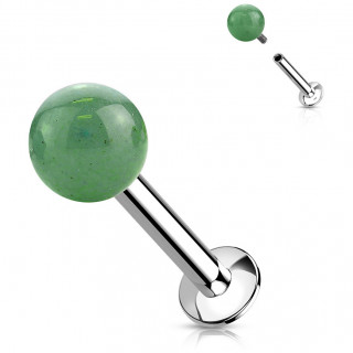 Piercing labret � perle de Jade verte (l�vre, tragus...)