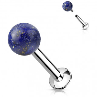 Piercing labret � perle de Sodalite Bleue (l�vre, tragus...)