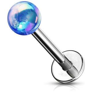 Piercing labret perle teinte m�tallis�e - Bleu (l�vre, cartilage)