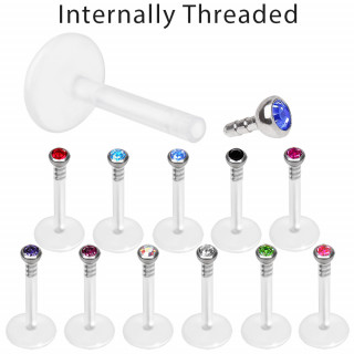 Piercing labret PTFE � embout zirconium fin (l�vre, helix, tragus...)