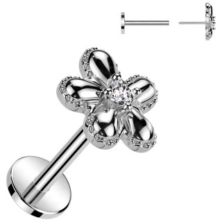 Piercing labret Push-in � fleur bomb�e sertie