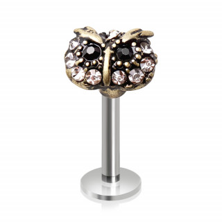 Piercing labret � t�te de hibou style antique