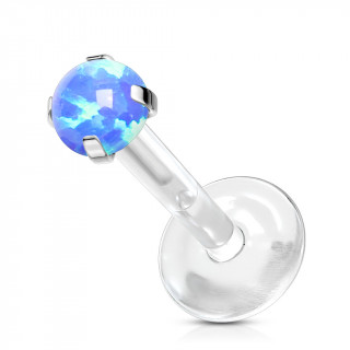 Piercing labret tige bioflex � opale griff�e - Bleu
