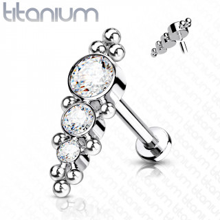 Piercing labret Titane � fl�che perl�e sertie (filetage interne)