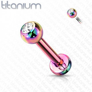 Piercing labret Titane arc en ciel � boule strass (l�vre, tragus, helix...)