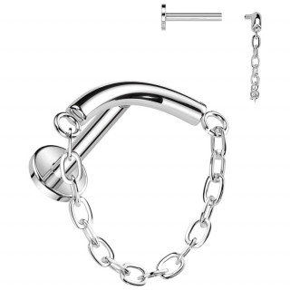 Piercing labret Titane � arc et cha�ne (l�vre, h�lix, flat...)