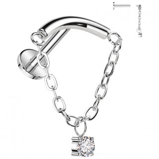 Piercing labret Titane � arc et cha�ne � zirconium (l�vre, h�lix, lobe...)
