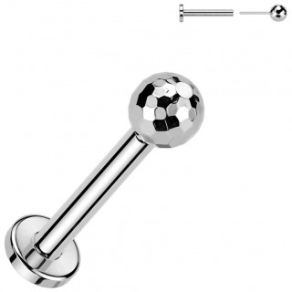 Piercing labret Titane � boule facett�e (l�vre, h�lix, tragus...)