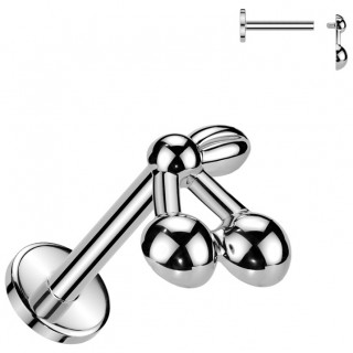 Piercing labret Titane � Cerises et feuille (l�vre et oreille)