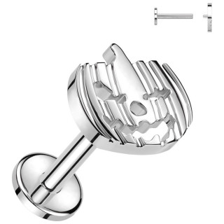 Piercing labret Titane Citrouille d'Halloween (l�vre, h�lix, flat, lobe...)