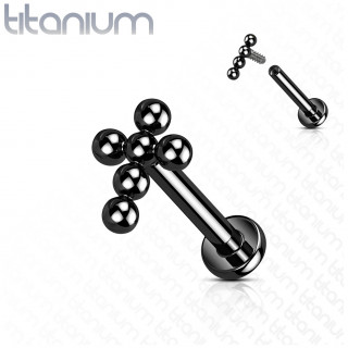 Piercing labret Titane � croix de perles Noire (l�vre, h�lix...)