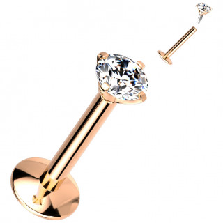 Piercing labret Titane cuivr� � zirconium griff� (filetage interne)