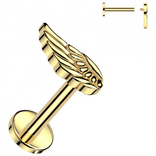Piercing labret Titane dor� � Aile d'ange (l�vre et oreille)