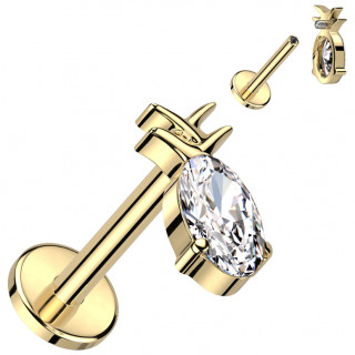 Piercing labret Titane dor� Ananas chic (l�vre, h�lix, tragus...)
