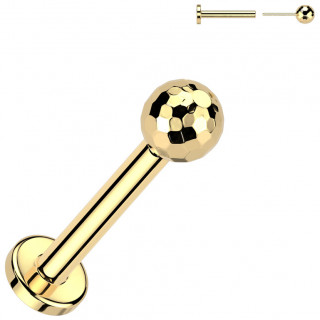 Piercing labret Titane dor� � boule facett�e (l�vre, h�lix, tragus...)