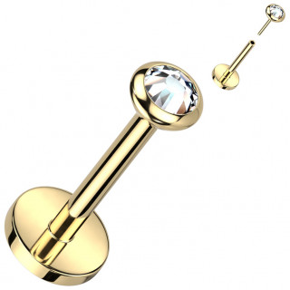 Piercing labret Titane dor� push-in � zirconium