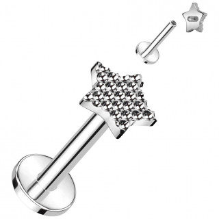 Piercing labret Titane � �toile alv�ol�e (l�vre, tragus, h�lix...)