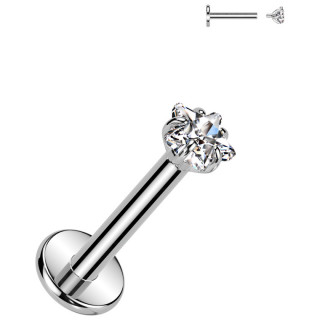 Piercing labret Titane � �toile zirconium (l�vre et oreille)