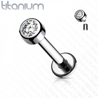 Piercing labret Titane � cristal Clair (filetage interne)