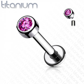 Piercing labret Titane � cristal Rose (filetage interne)