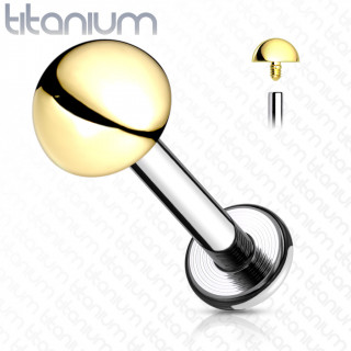 Piercing labret Titane � d�me dor� (filetage interne)
