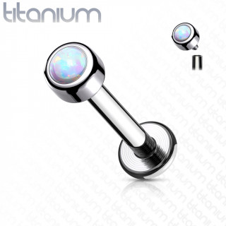 Piercing labret Titane � Opale Blanche (filetage interne)