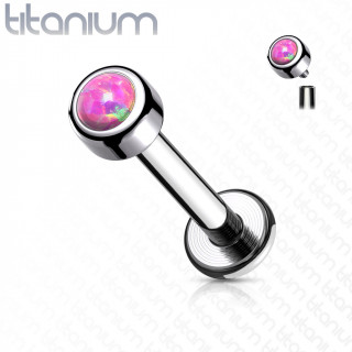 Piercing labret Titane � Opale Rose (filetage interne)