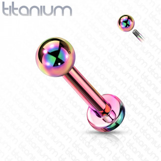 Piercing labret Titane arc en ciel � boule (l�vre, tragus, helix...)