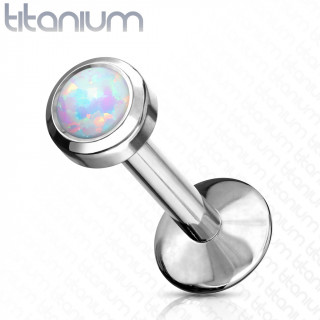 Piercing labret titane grade 23 � Opale blanche (filetage interne)