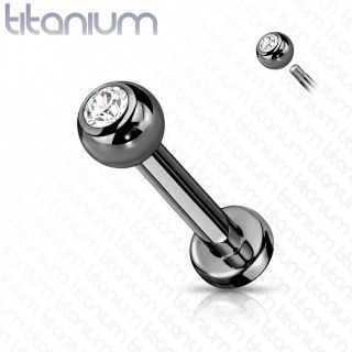 Piercing labret Titane noir � boule strass (l�vre, tragus, helix...)