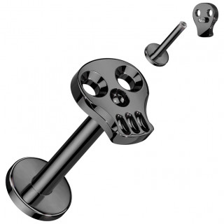 Piercing labret Titane noir Crane / skull (l�vre, tragus, h�lix...)