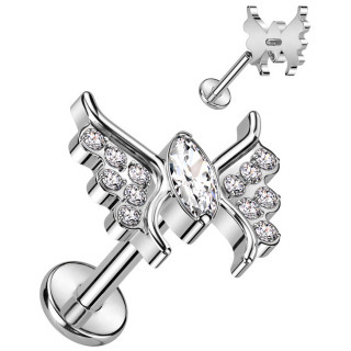 Piercing labret Titane Papillon f��rique (filetage interne)