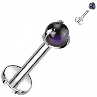 Piercing labret Titane � perle d'Amethyste (h�lix, tragus, l�vre...)