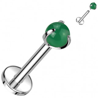 Piercing labret Titane � perle de Jade (h�lix, tragus, l�vre...)