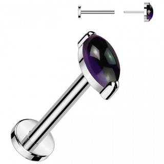 Piercing labret Titane � pierre Am�thyste ovale (push-in)